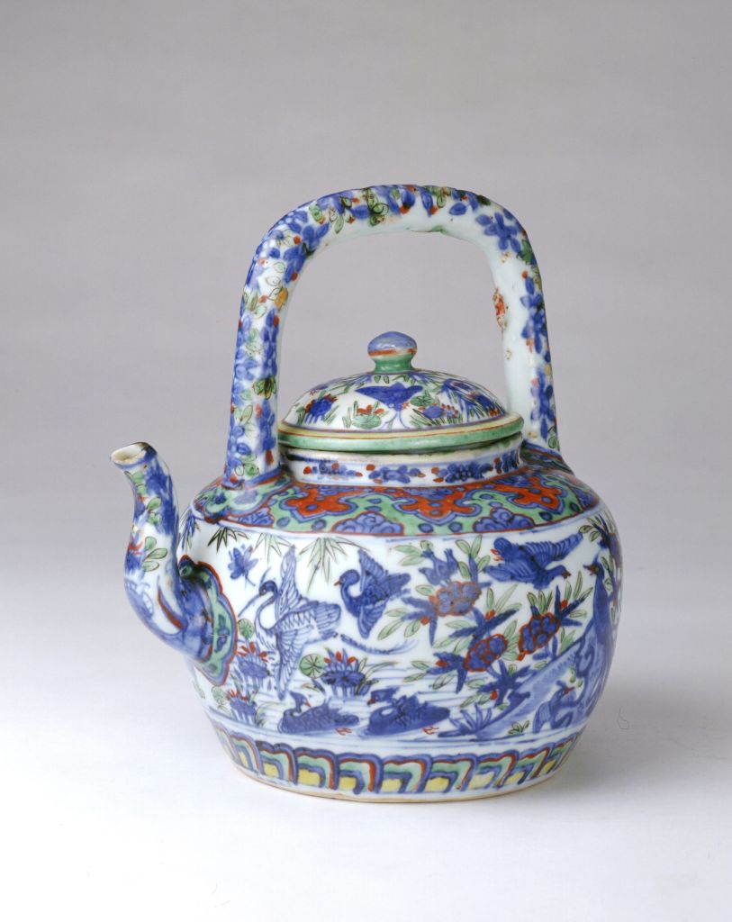 图片[1]-Five-coloured mandarin lotus carrying beam pot-China Archive